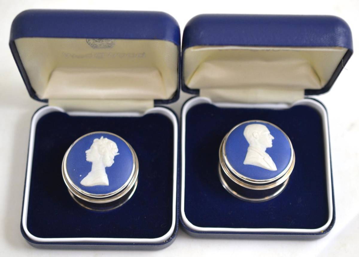 Lot 8 - Two Wedgwood Silver Jubilee sterling silver and Jasperware limited edition miniature boxes,...