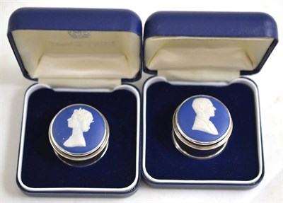 Lot 8 - Two Wedgwood Silver Jubilee sterling silver and Jasperware limited edition miniature boxes,...