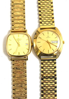 Lot 11 - A 9ct gold Rotary wristwatch and a Verity gentlemen's wristwatch, case stamped '375' (2)