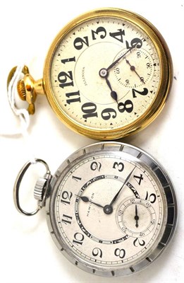 Lot 33 - Two American pocket watches signed Illinois and Hamilton, movements signed Hamilton Watch Co...