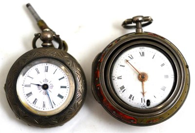 Lot 34 - Early 19th century Swiss silver cased pocket watch and a fob watch (2)