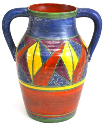 Lot 49 - A Clarice Cliff twin handled vase