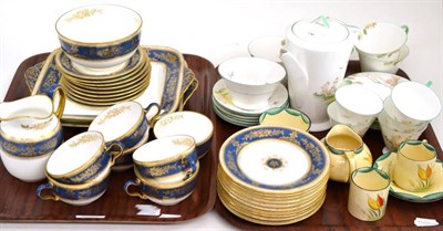 Lot 51 - A group of 20th century tea sets including a Wedgwood gilt highlighted service circa 1936, an...