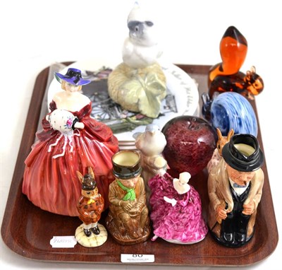 Lot 80 - A quantity of Doulton china figures, Bunnykins figures, Wedgwood plates etc
