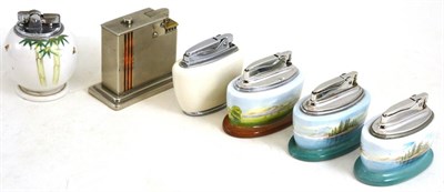 Lot 83 - A group of table lighters including Ronson and an Art Deco Dunhill lighter
