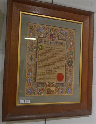 Lot 1217 - An illuminated manuscript presented to Evan Davies Jones of Pentowr, Fishguard