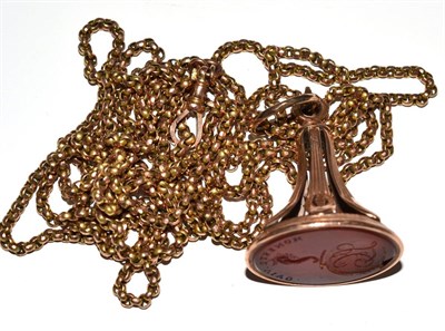 Lot 13 - Seal fob with 9ct muff chain