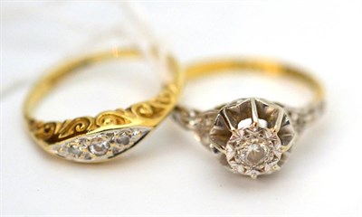 Lot 44 - A diamond ring stamped '18ct' and 'plat' and a 9ct gold diamond ring (2)
