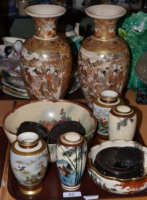 Lot 62 - Three pairs of Japanese Satsuma vases and two bowls