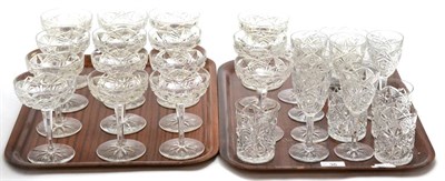 Lot 36 - Baccarat cut glass part service in Lagny pattern comprising: fifteen champagne saucers, six...