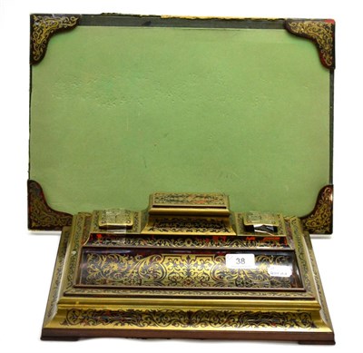 Lot 38 - A 19th century boulle inkstand retailed by Asprey and a blotting pad with boulle corners