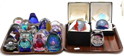 Lot 41 - Two trays comprising a collection of twenty seven Caithness paperweights (all boxed) together...