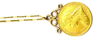 Lot 72 - A 1901 sovereign soldered as a pendant on a figaro link chain