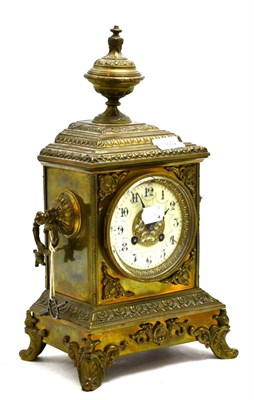 Lot 116 - Brass mounted twin-handled mantel clock