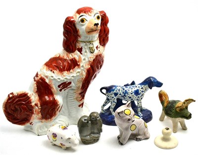 Lot 130 - Staffordshire dog, assorted animals and birds