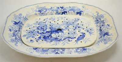 Lot 135 - A 19th century blue and white meat plate with matching drainer - Berlin Chaplet pattern