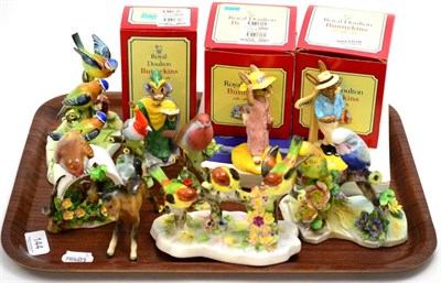 Lot 144 - A group of Royal Adderley bird models including Robin, Blue Tit, Chicadee etc together with a...