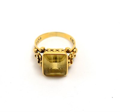 Lot 199 - A Continental citrine and diamond set ring