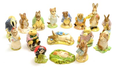 Lot 230 - Royal Albert Beatrix Potter figures comprising: Timmy Willie Sleeping, P2996; Timmy Willie from...