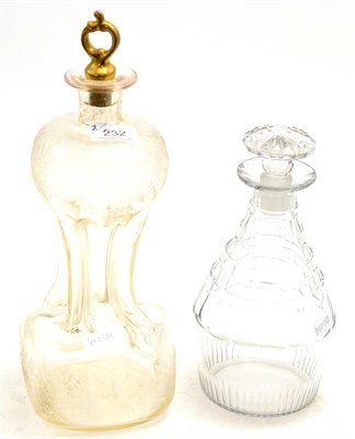 Lot 232 - An Edwardian wheel engraved decanter and stopper and a Regency mallet decanter and stopper