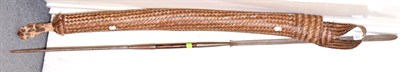 Lot 236 - Masai two ended spear and a straw work bag