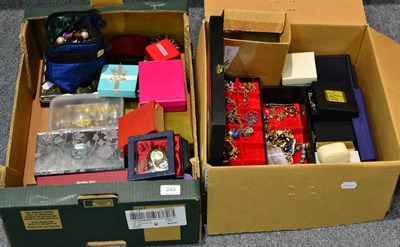 Lot 240 - Quantity of costume jewellery and watches (in two boxes)