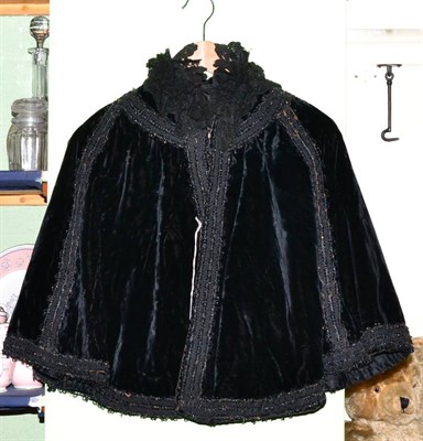 Lot 248 - Victorian black velvet cloak