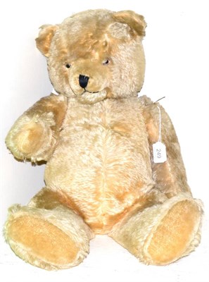 Lot 249 - Large yellow plush jointed Teddy bear with glass eyes and growler