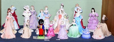 Lot 258 - A group of twenty Coalport figures including: High Society Lady Sara, Ladies of Fashion Sue, My...