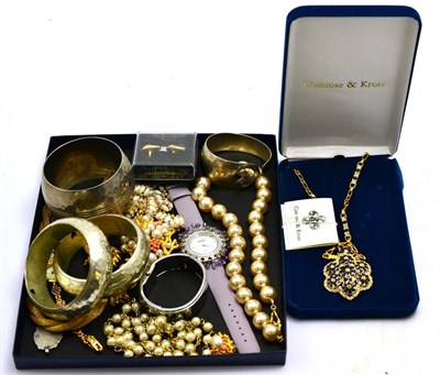 Lot 316 - Quantity of costume jewellery including Camrose and Kross, Joan Rivers, silver bangle etc