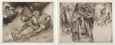 Lot 16 - Sir Frank Brangwyn RA, RWS, RBA (1867-1956)   "Tramps Resting " (1923) Signed in pencil,...