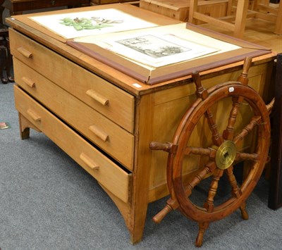 Lot 1016 - Pine three drawer plan chest