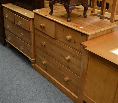 Lot 1018 - A Victorian pine three height chest of drawers and a modern pine three height chest