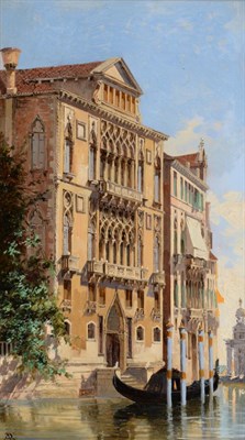 Lot 21 - Antonietta Brandeis (1849-1926) Austrian   "The Cavalli Palace, Venice " Monogrammed, oil on panel