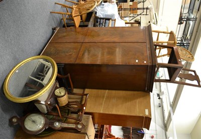 Lot 1027 - A mahogany double door wardrobe with Greek Key dentil cornice above boxwood and ebony strung doors