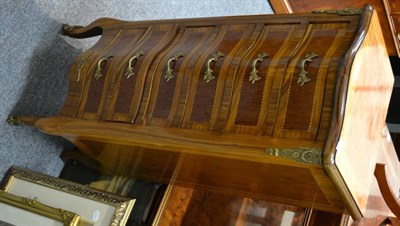 Lot 1035 - A French style reproduction walnut chest with gilt metal mounts