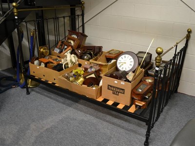 Lot 1056 - A modern black painted and brass mounted double bedstead