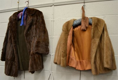 Lot 1060 - Short light mink fur jacket and a Whiteheads Furriers brown fur jacket (2)