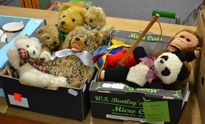 Lot 1086 - Collection of assorted soft toys and teddy bears including two small Chilterns, Zotty bear,...