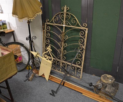 Lot 1108 - A metal weather vane (formerly Primrose House, Ripon), telescopic standard lamp, projector...