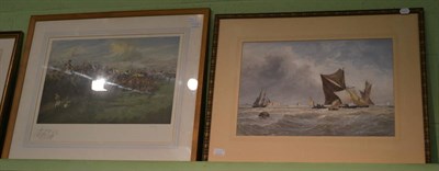 Lot 1126 - Framed watercolour bearing signature T B Hardy and a framed colour racing print