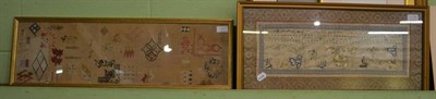 Lot 1136 - A 19th century spot sampler, and a Chinese silk embroidered panel decorated with butterflies...