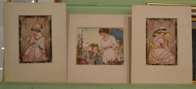 Lot 1138 - Two Ethel Lancombe unframed watercolour illustrations of Marjorie and Stella and another titled...