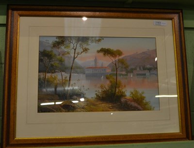 Lot 1163 - * Gianni (early 20th century), Italian lake scene, gouache, signed