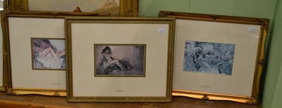 Lot 1165 - Three framed Russell Flint prints, reclining nude, reclining nude III and Sabine Washerwoman