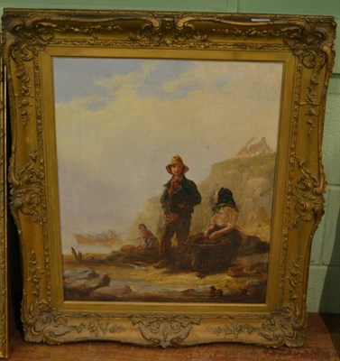 Lot 1166 - Follower of Henry Perlee Parker (19th century)  Fisherman and woman sorting the catch, oil on...