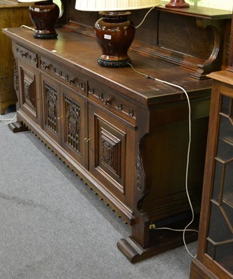 Lot 1178 - Large early 20th century carved oak sideboard