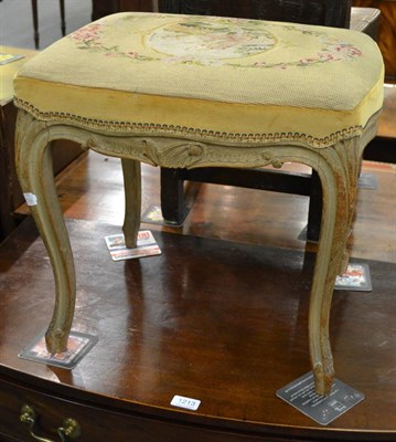 Lot 1214 - Carved beech stool in Louis XV style with needlework seat