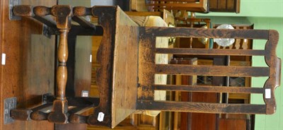 Lot 1221 - An early 18th century oak back stool