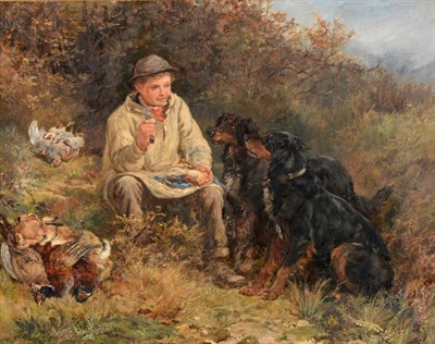 Lot 45 - James Hardy Jnr RI (1832-1889)   "Forever Hopeful " -  Gordon Setters and a resting figure with the